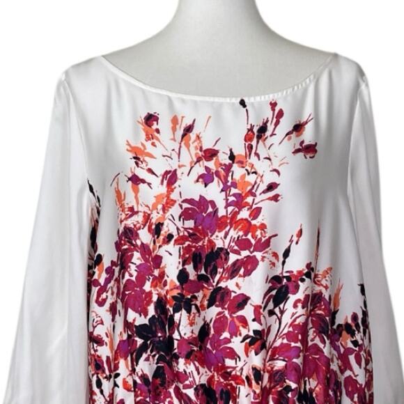 Ann Taylor New Top Wide Neck Peplum Cream Black Pink Floral Women’s Size XL - Picture 5 of 11
